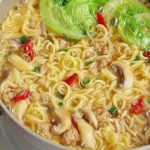 Mushroom Soup Noodles with Pork and Lettuce (2)