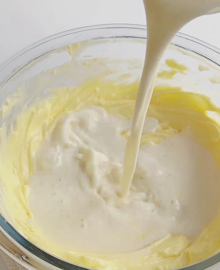 Pour the gelatin milk mixture into the cream cheese mixture