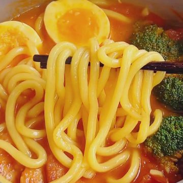 Tomato Udon Soup with Luncheon Meat (2)