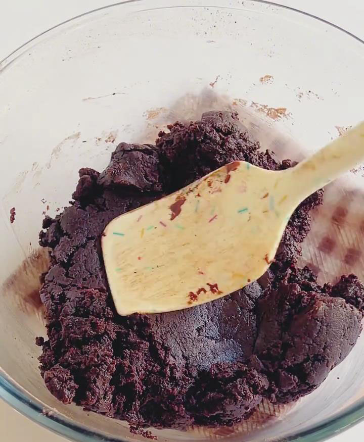 Use a folding motion with your spatula to combine until no dry streaks remain