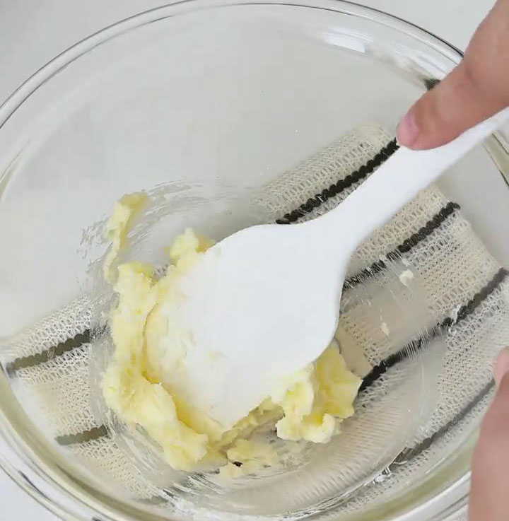 combine softened butter and powdered sugar