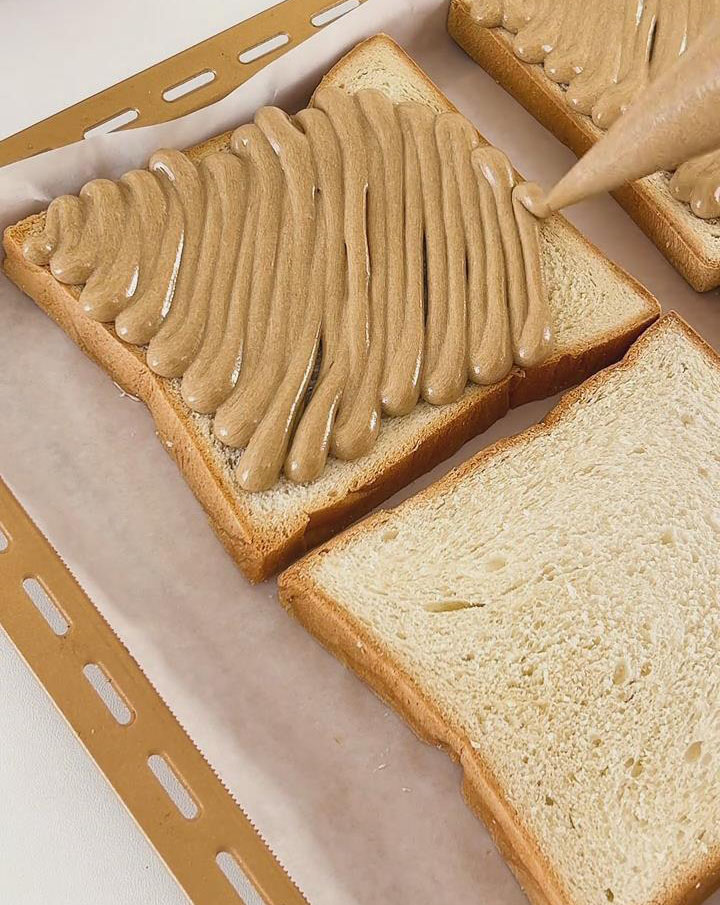 pipe the coffee paste evenly