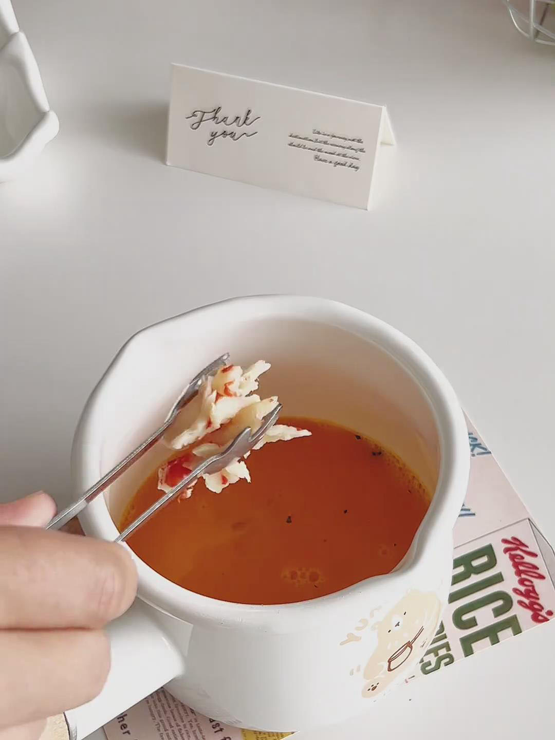 Add the shredded crab sticks