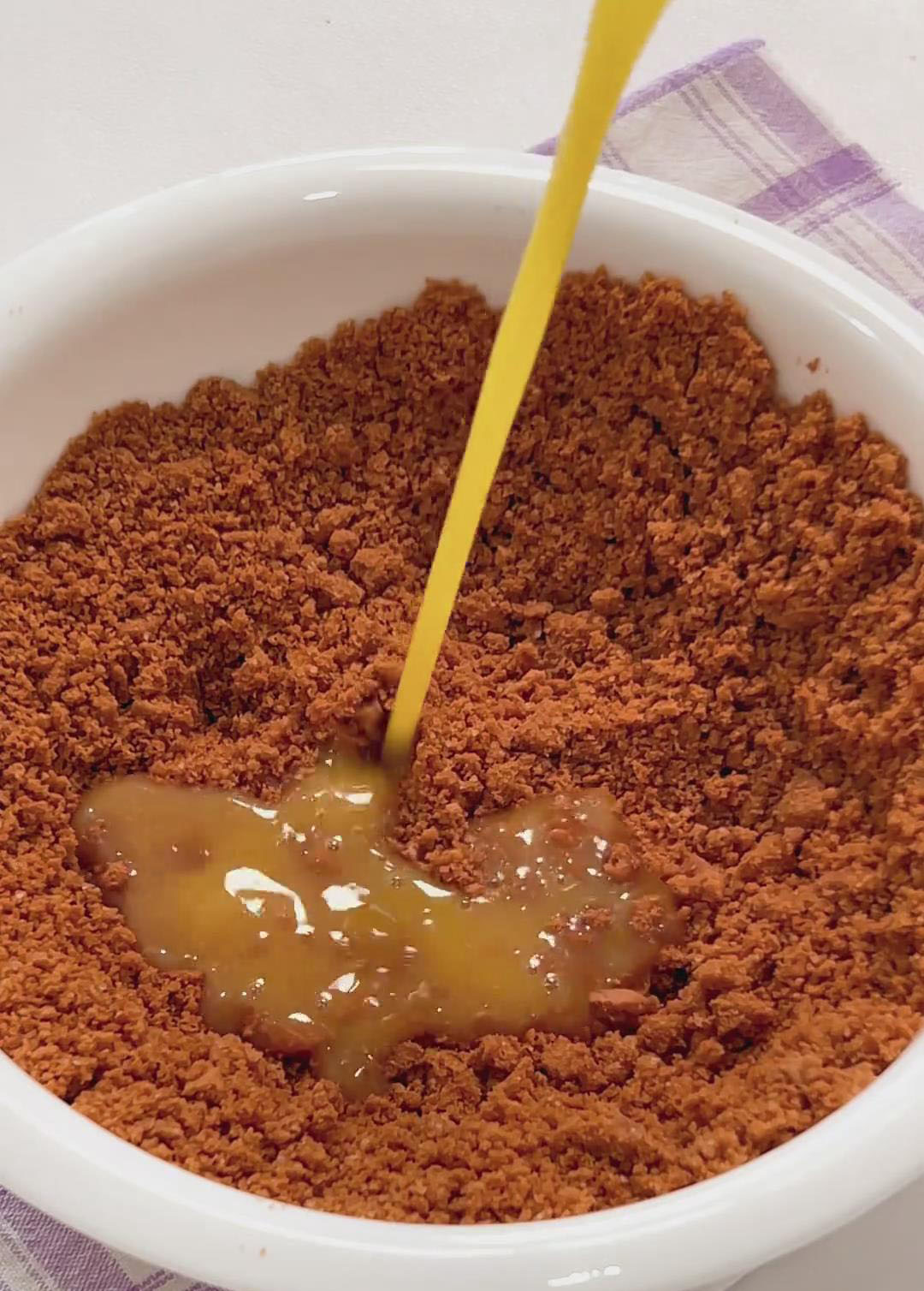 Pour in the melted butter