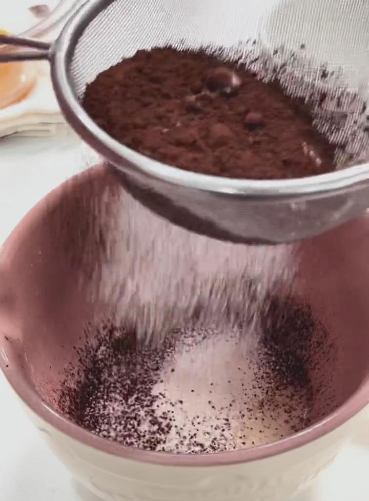 Sift the flour cocoa mixture directly into the bowl