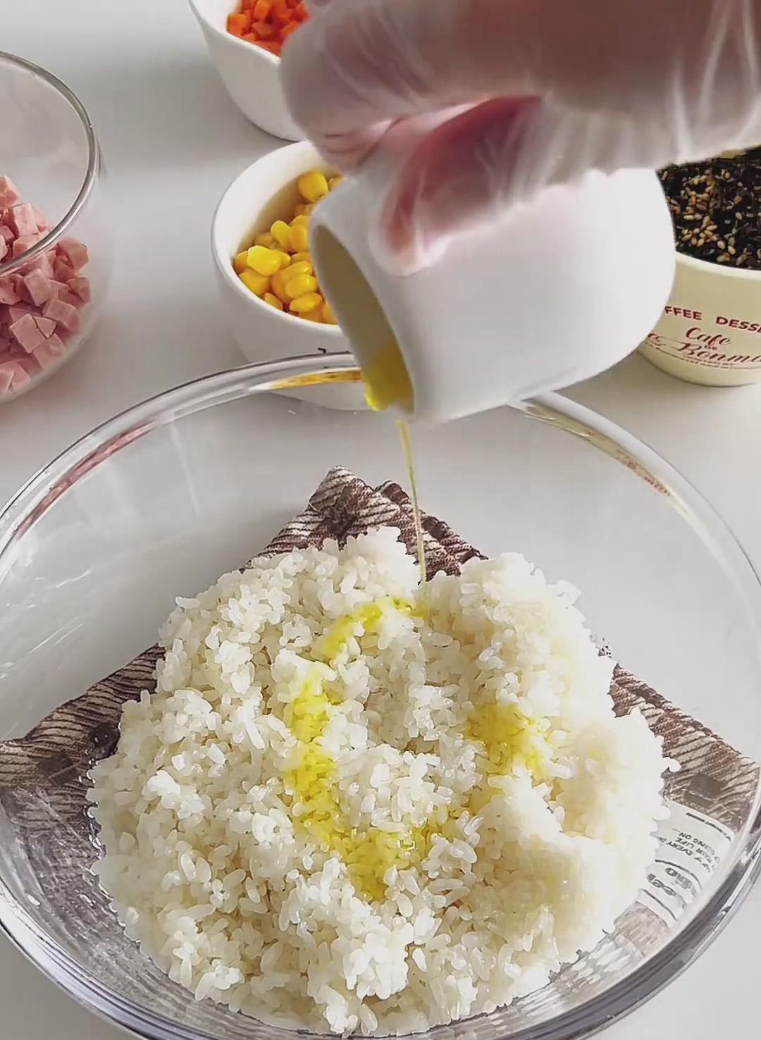 drizzle in the cooking oil