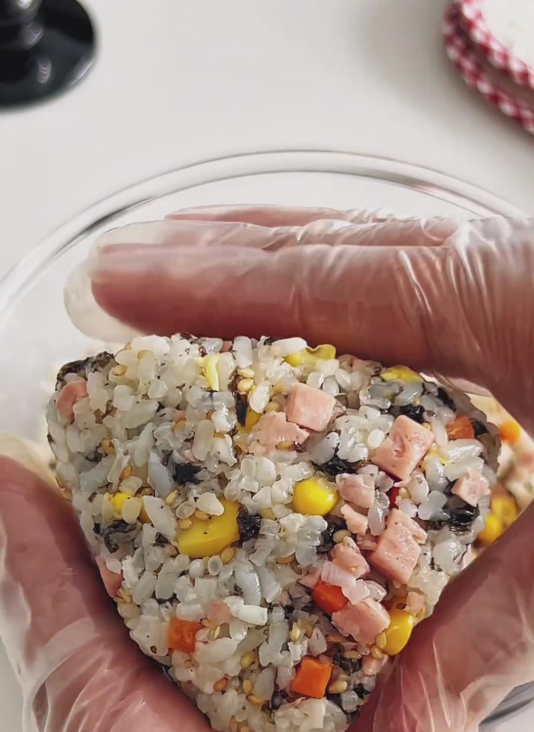 press your hands to form a compact triangle