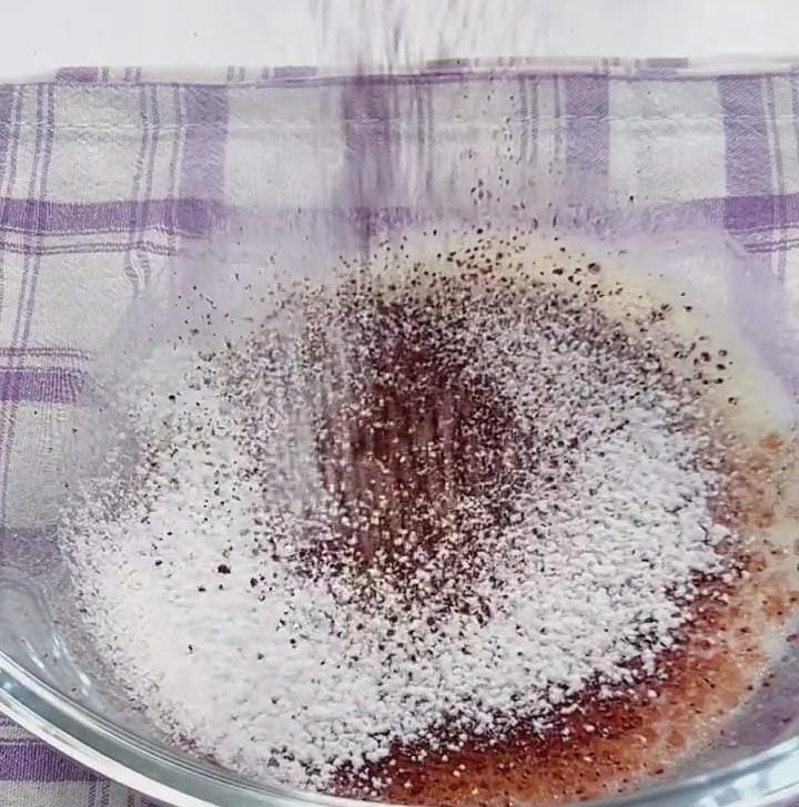 sifted cake flour and cocoa powder mixture