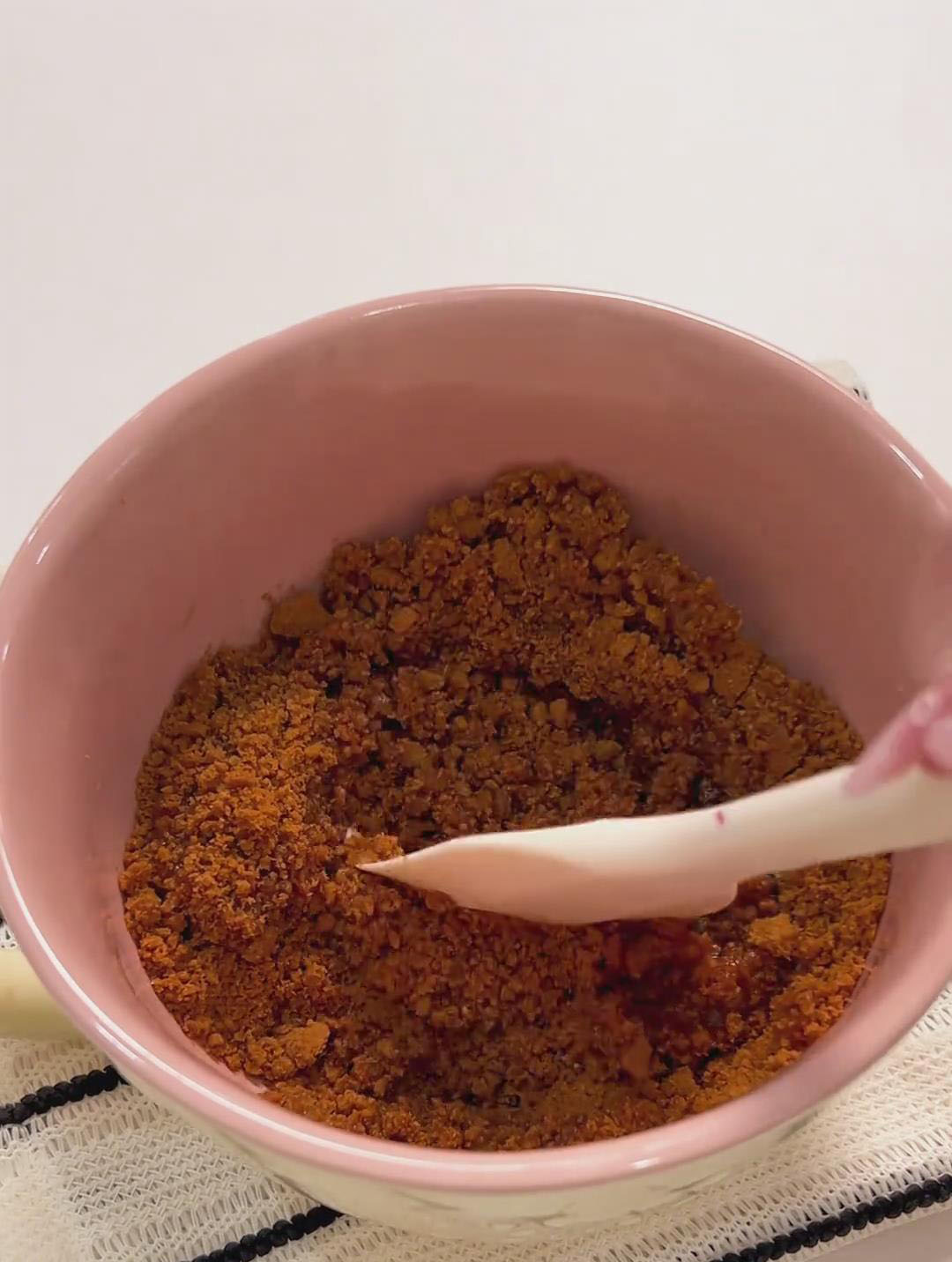 stir with a silicone spatula until all crumbs are evenly coated