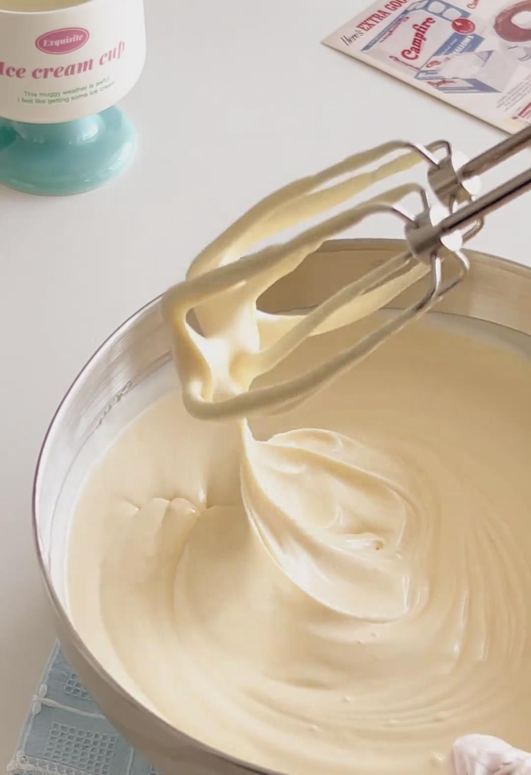 use an electric mixer on low speed to gently fold and combine