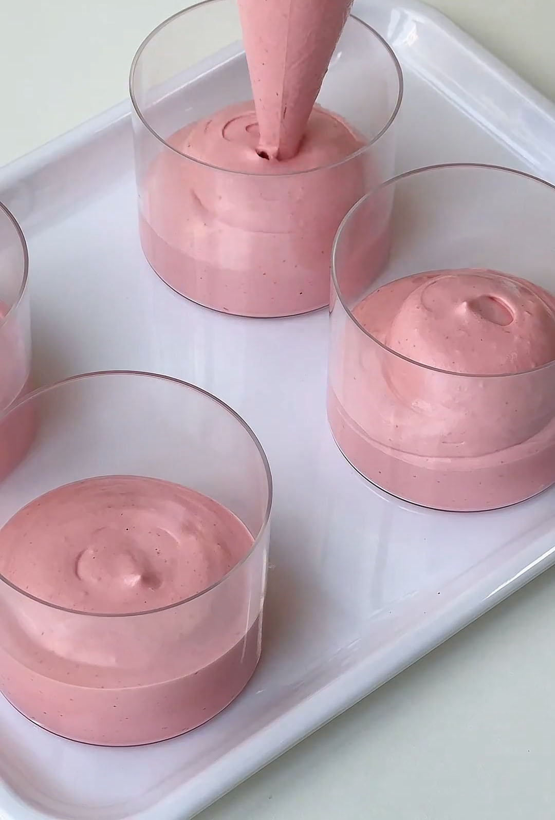 Divide the Strawberry Mousse Mixture evenly among your serving cups