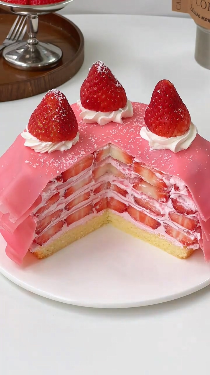 Strawberry Mille Crepe Cake (3)