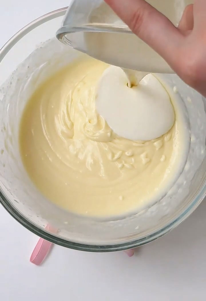 pour in the cold heavy cream