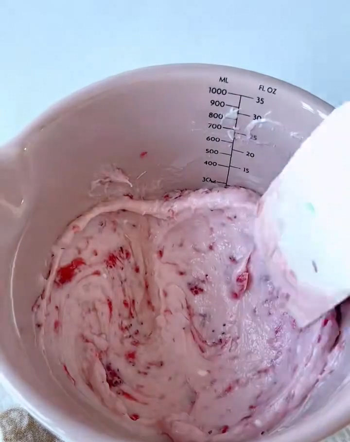 Add the strawberry jam and mix until fully incorporated and smooth