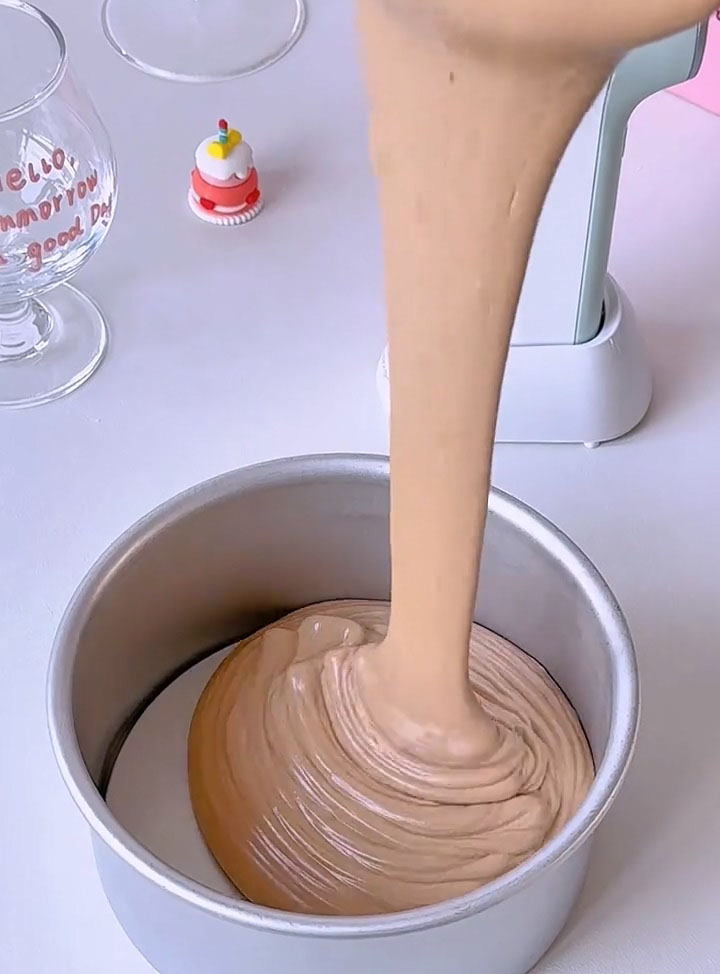 Pour the batter into the pan