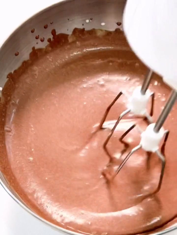 Whip the two together until you have a uniformly chocolate colored, smooth mousse