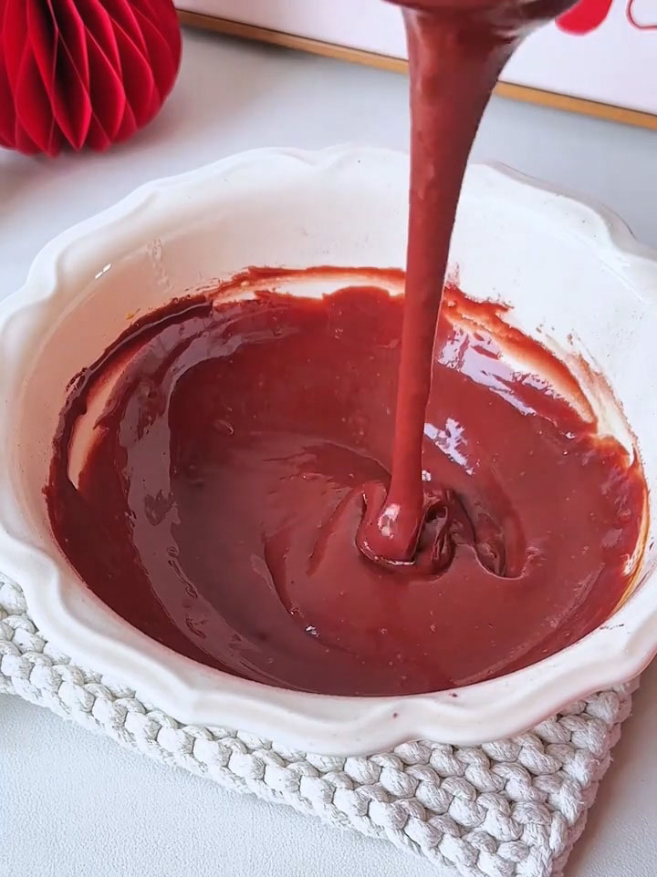 Whisk until you have a smooth, thick, and vibrantly red batter