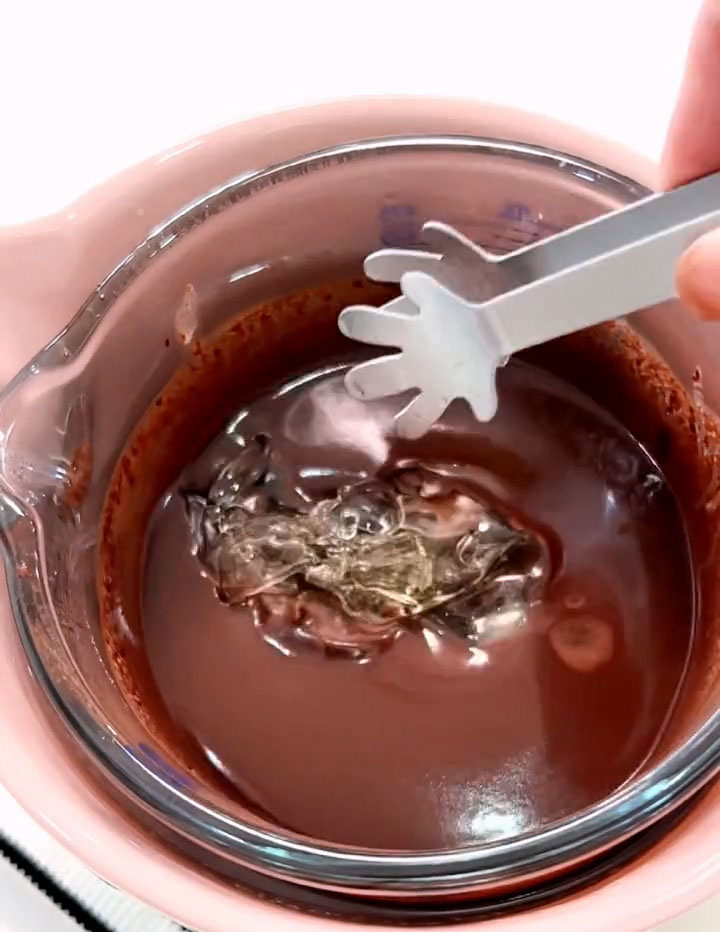 add them to the warm chocolate mixture