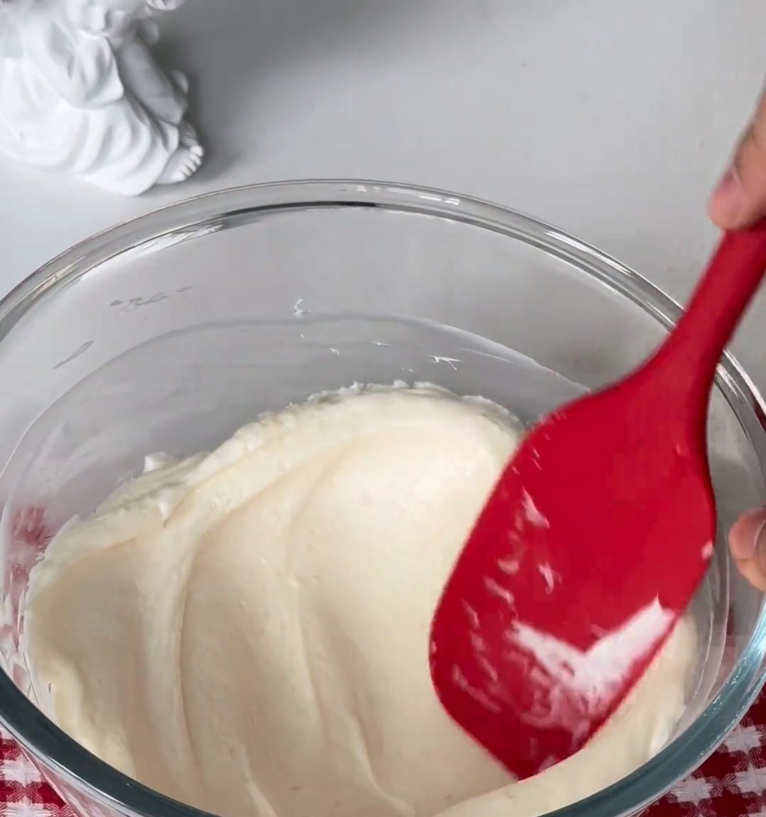 beat the softened cream cheese with the granulated until completely smooth, creamy, and free of any lumps