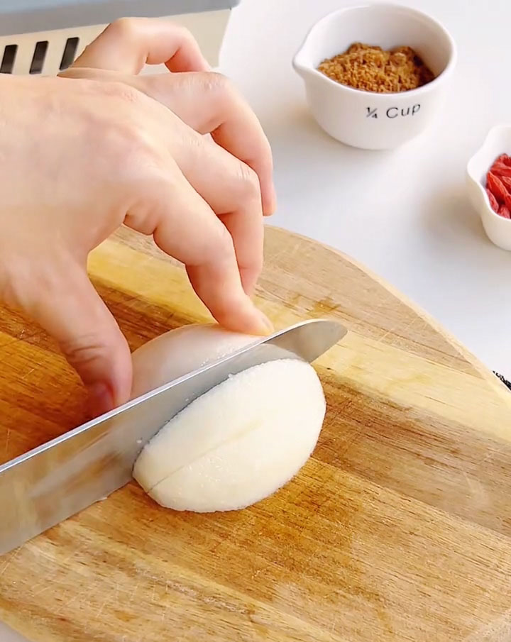 cut pears into bite sized chunks