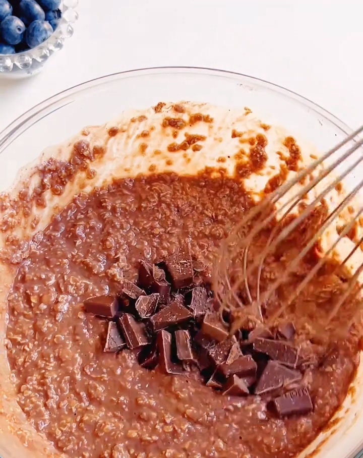 fold in the chopped dark chocolate pieces