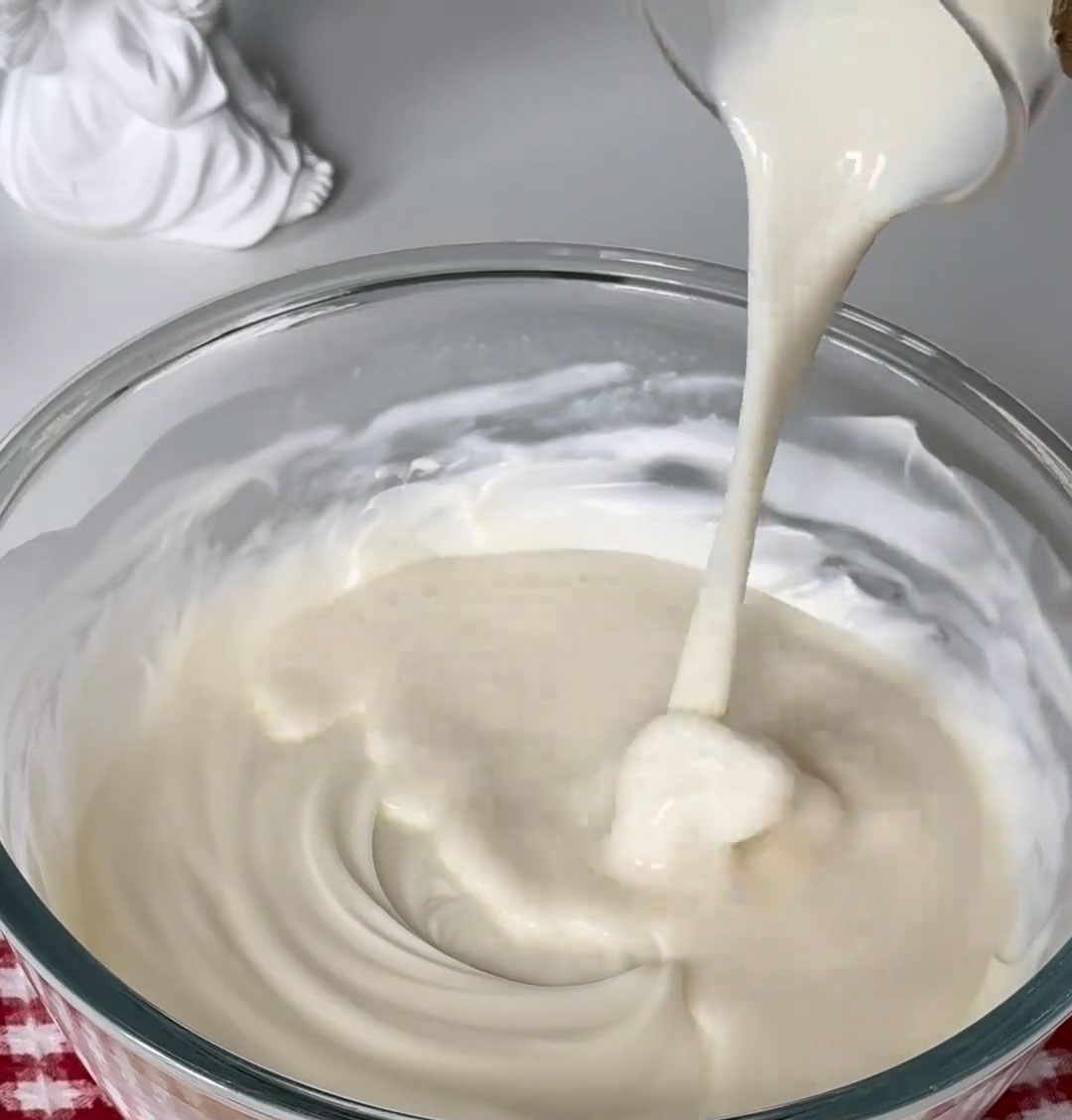 pour in the warm gelatin milk mixture