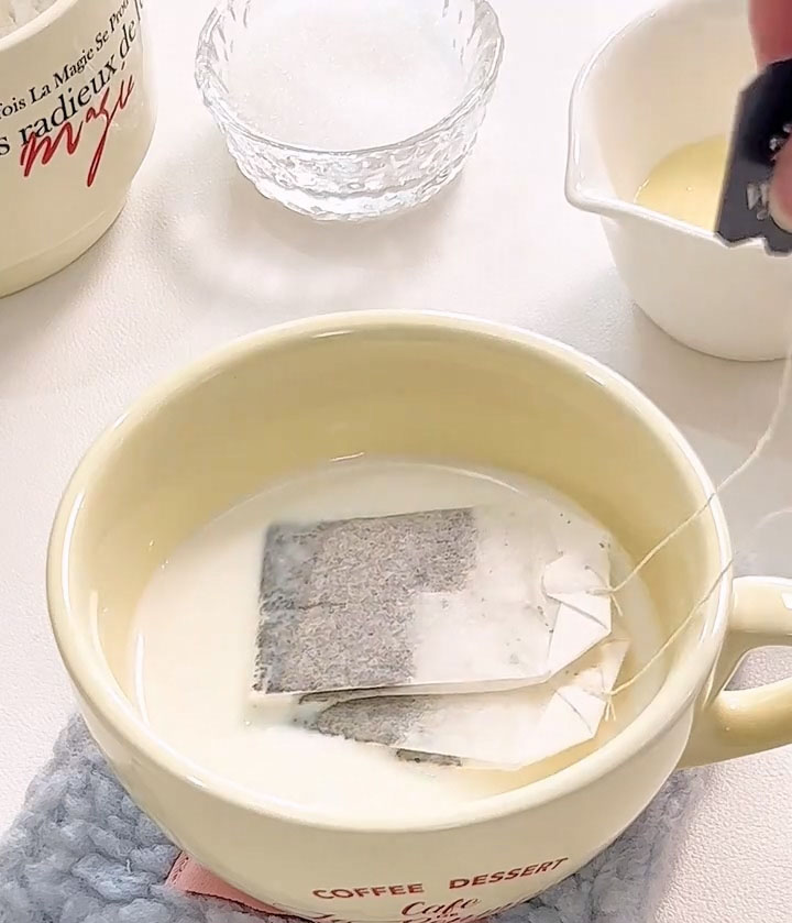 Add 2 Earl Grey tea bags and let them steep for about 5 minutes