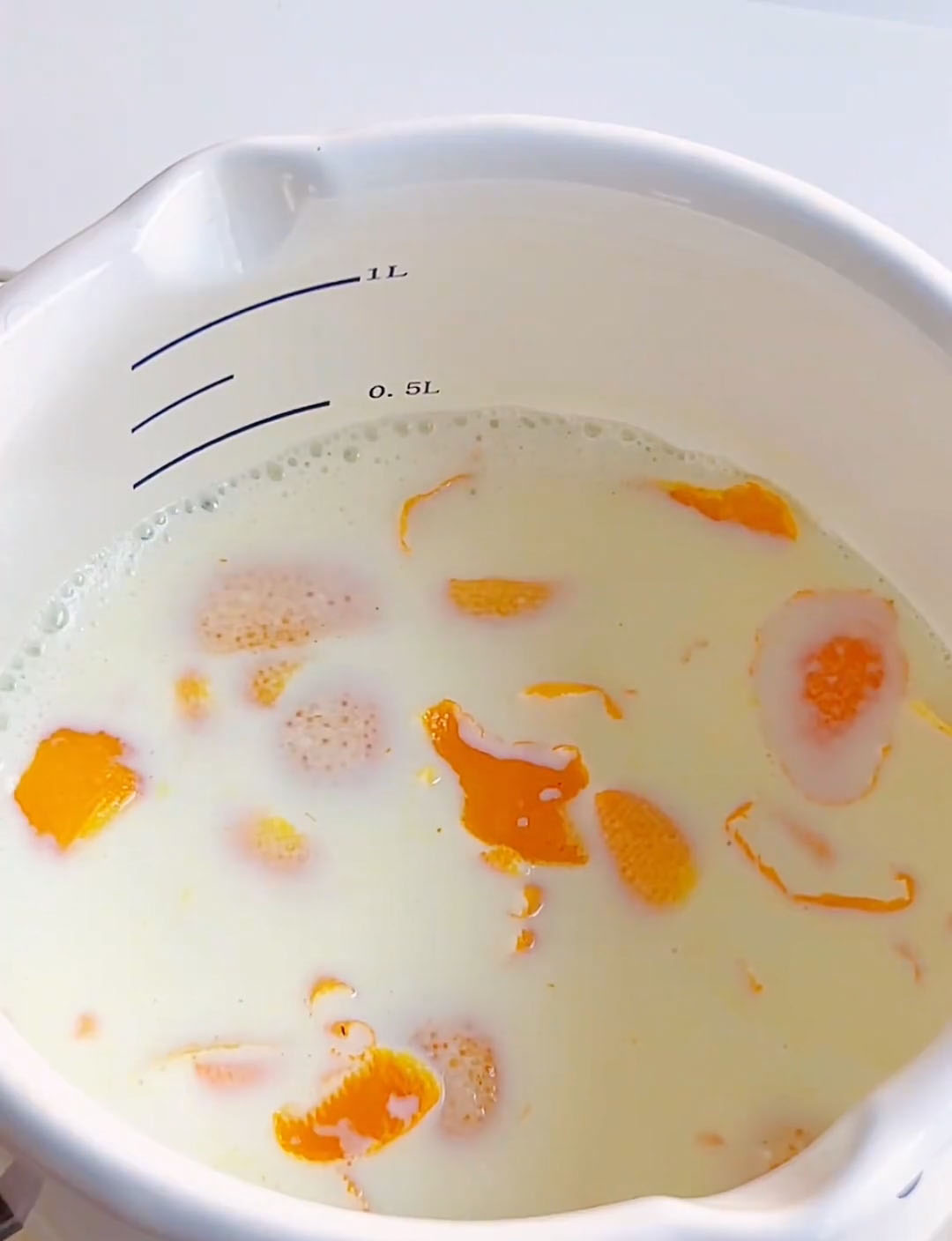 Heat gently over low heat until small bubbles appear around the edges