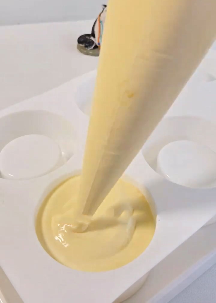 Pipe it into your prepared mold or individual cups