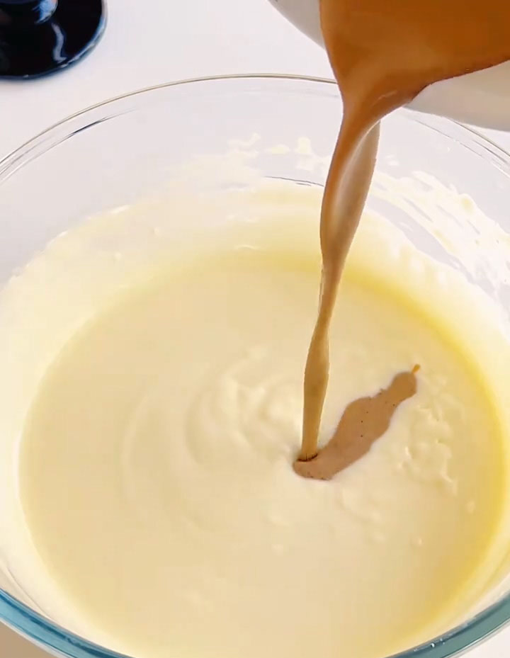 Then pour in the Earl Grey milk mixture