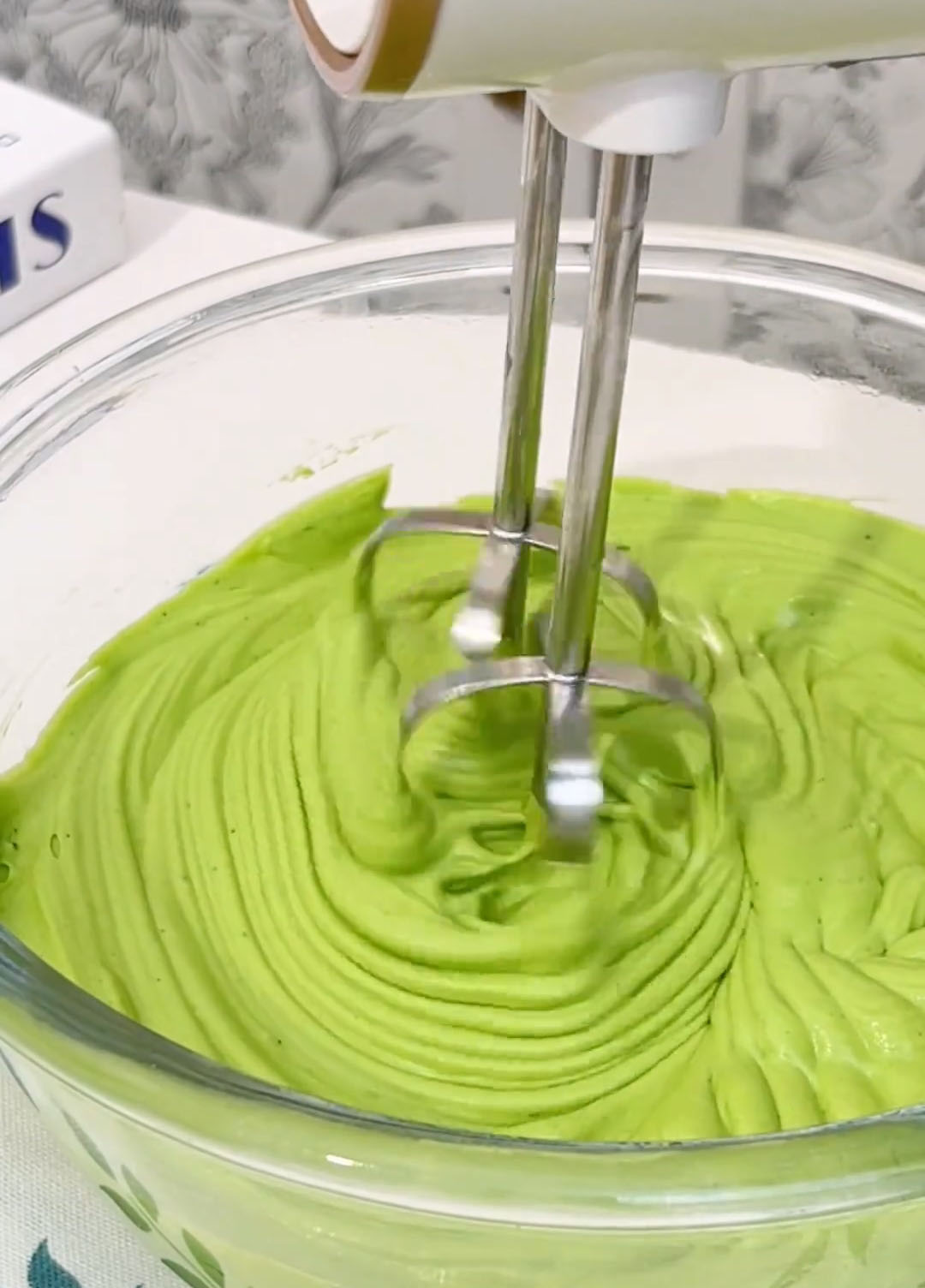 Use the electric mixer to blend everything together