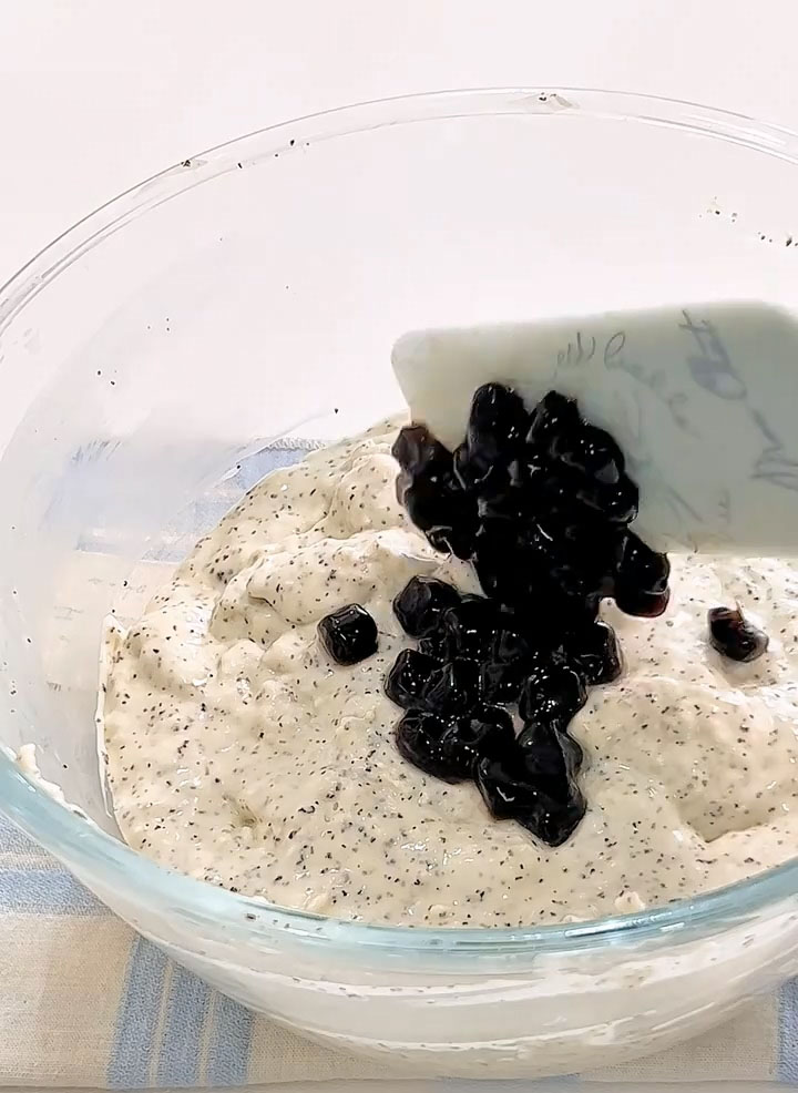 add the cooked and well drained pearls to the mixture