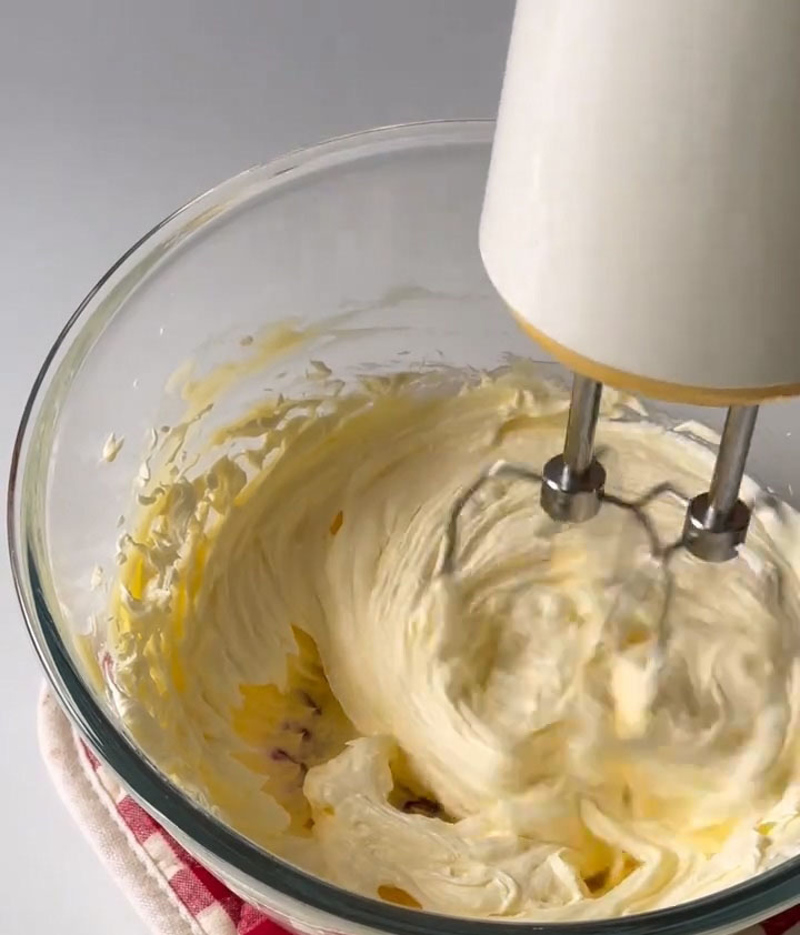 beat with an electric mixer until light, fluffy, and pale in colour