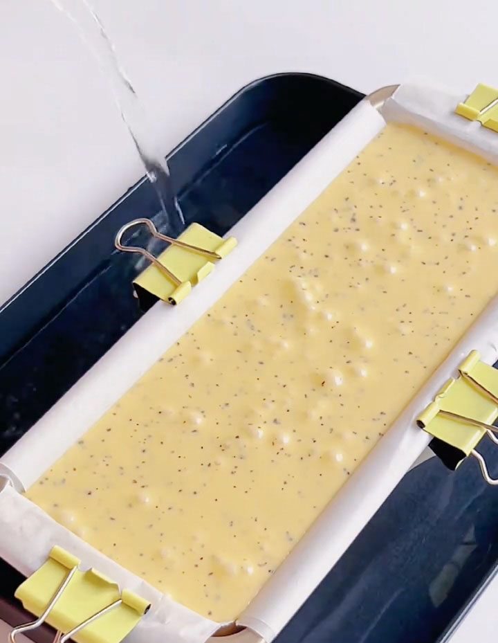 pour water into the tray