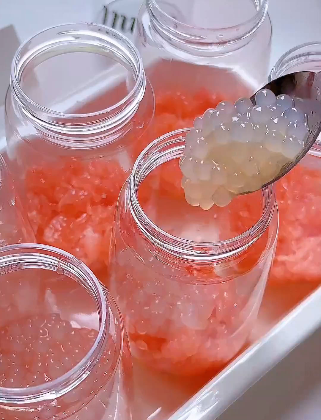 Add a spoonful of the cooked sago