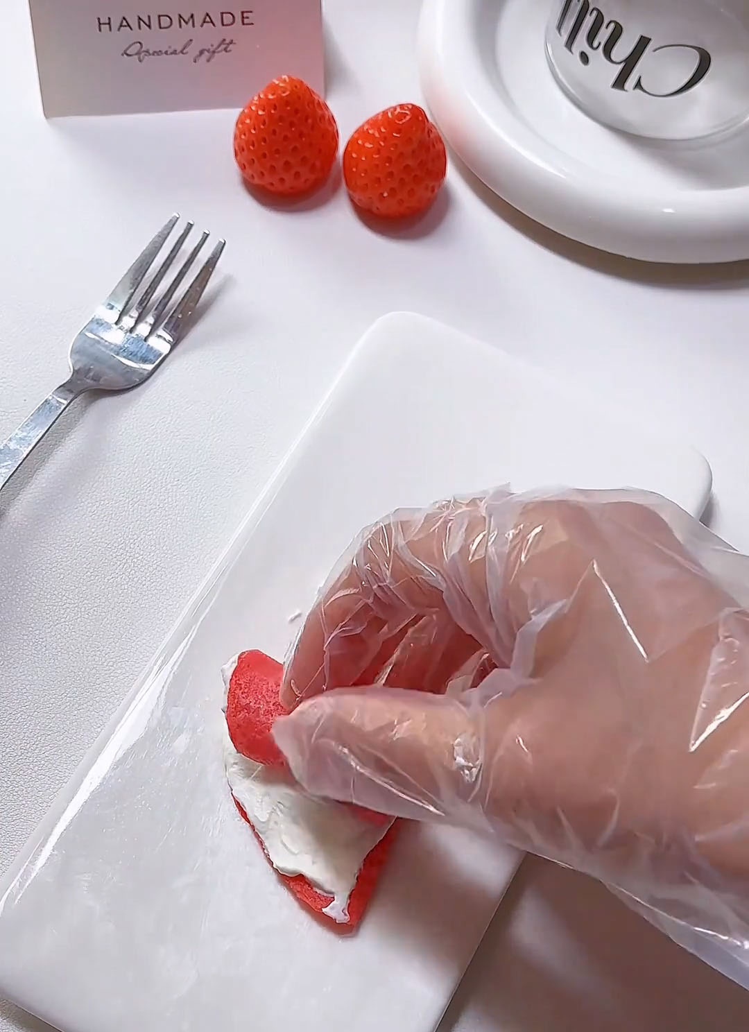 Gently roll the crepe up into a tight cylinder