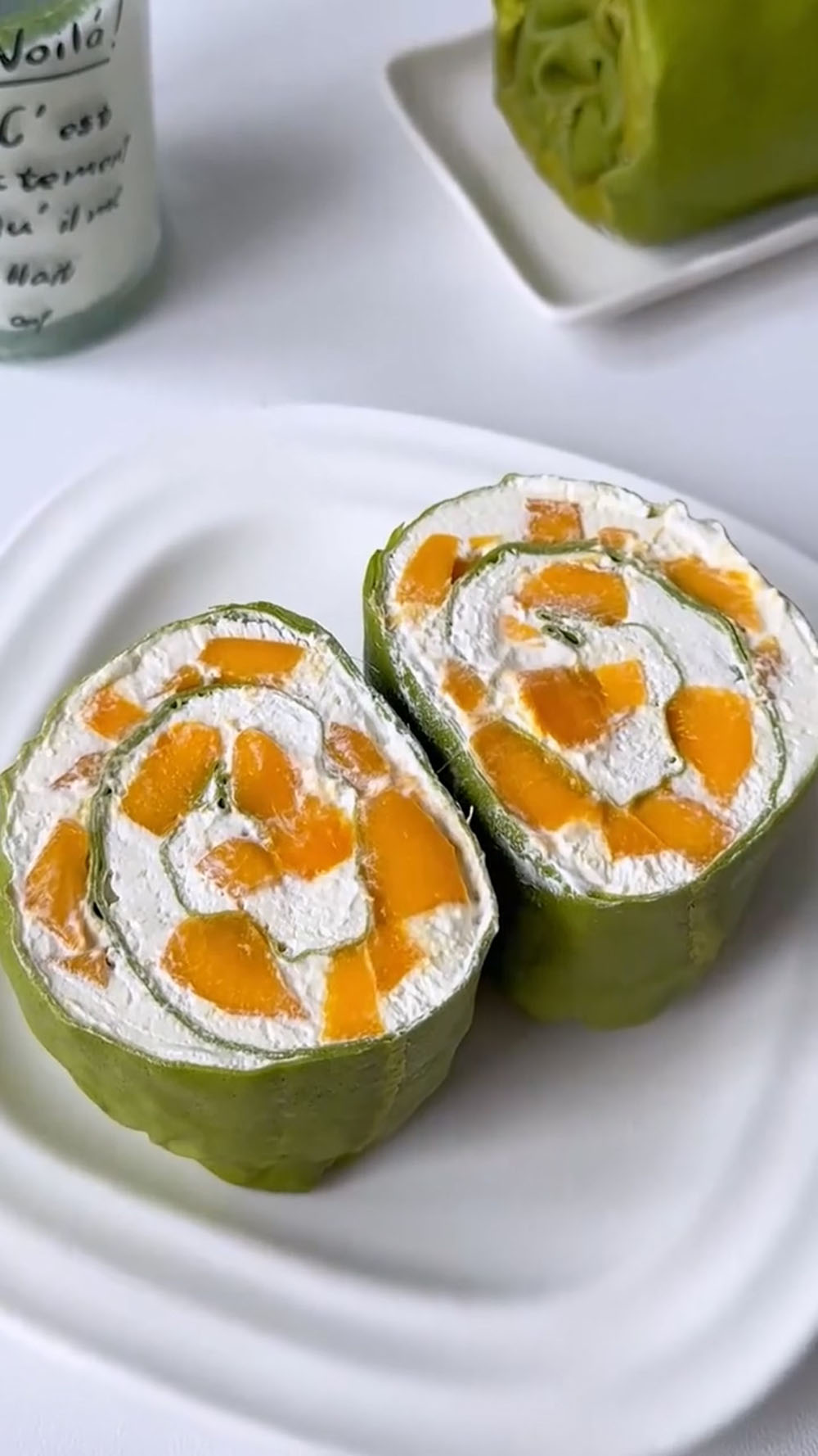 Matcha Mango Crepe Cake Roll (Soft & Creamy!) (2)