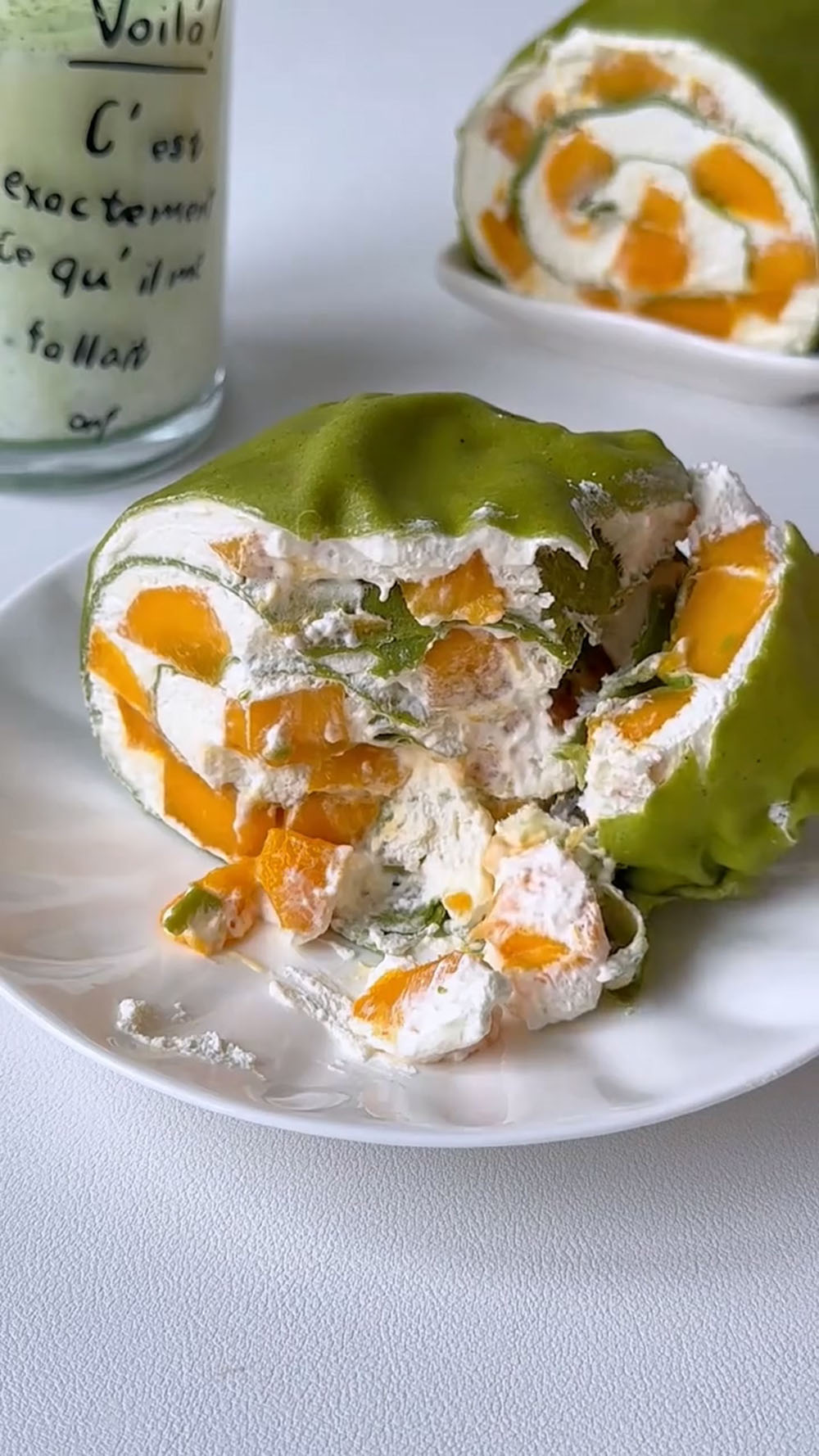 Matcha Mango Crepe Cake Roll (Soft & Creamy!) (4)