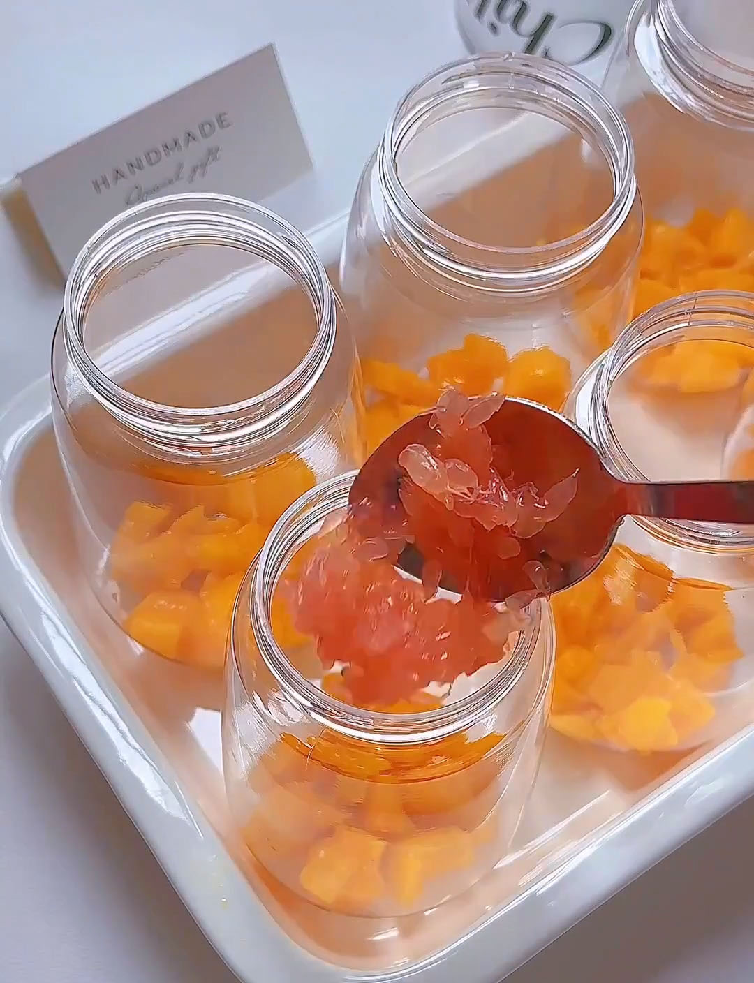 Next, sprinkle in some pomelo flesh