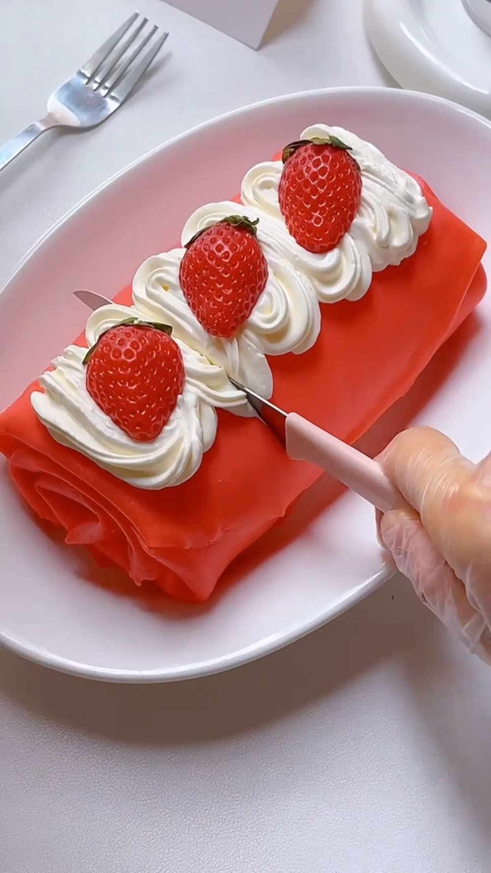 Slice with a sharp knife (wipe clean between cuts) and serve cold