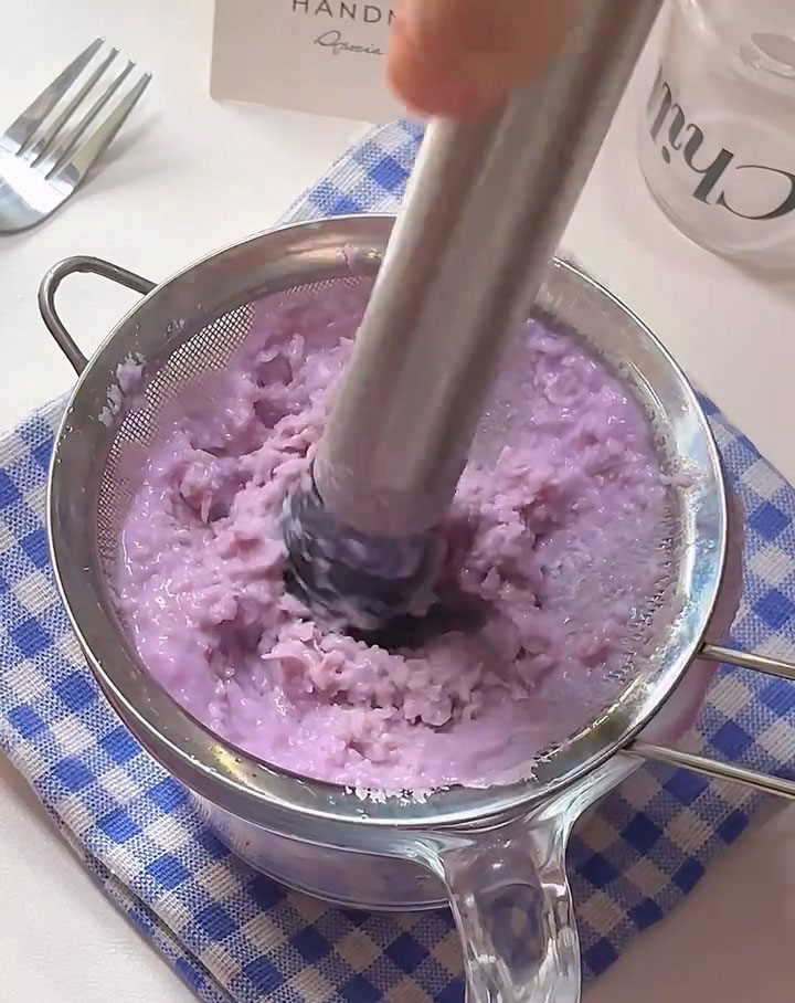 pass the mashed taro through a fine mesh sieve
