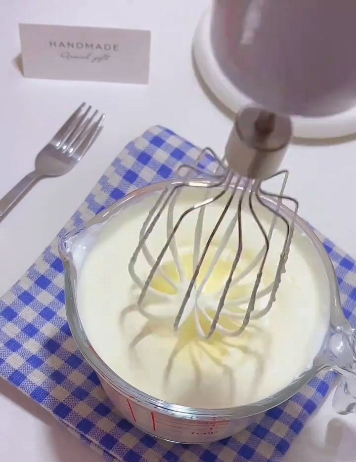 whip the heavy cream until it reaches a thick, yogurt like consistency